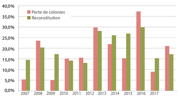 Fig.6 Pertes et reconstitution du cheptel de 2007 à 2017